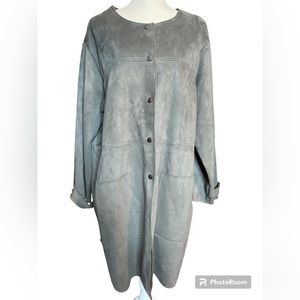 Catherine by Catherine Malandrino Long Woman’s Faux Leather Raw Edge Jacket